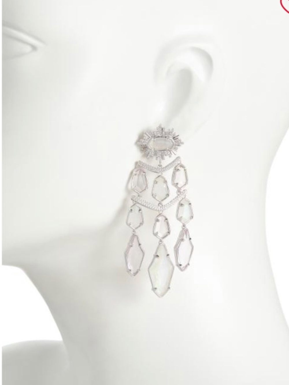 Kendra Scott Silver Alexandria Tiered Statement Earrings in White Mix - Picture 2 of 2